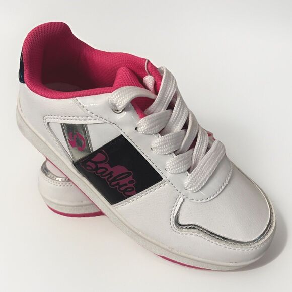 Barbie Limited Edition Sneakers Size 3 White & Pink Sneakers Adjustable Laces - Picture 1 of 9
